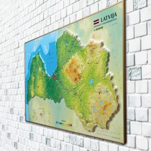 3D map of Latvia, 1200x740mm (framed)