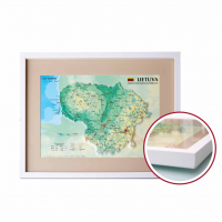 3D map of Lithuania, framed, behind glass, A3 (520 x 400mm)