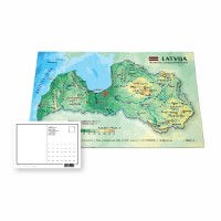 Postcard with 3D Latvia map, 170 x 120mm
