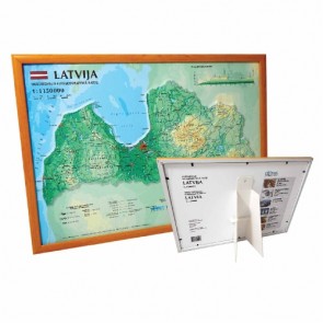 3D карта Латвии в рамке, A3 (420 x 297mm)
